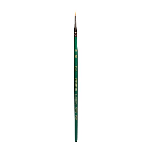 Princeton Artist Brush Co. Lauren Series 4350 - Short Handled Round Size 3/00 - Single Golden Synthetic Paintbrush for Watercolor and Acrylic Painting