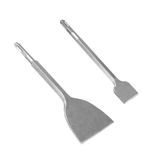 CHUENKUK Fliesenmeißel SDS Plus 4tlg, 230 x 40 mm, 280 x 100 mm Flachmeißel SDS Plus Meißel Set für Fliesen, Fliesenkleber, Naturstein, Beton