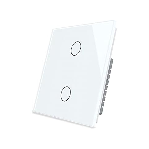 LIVOLO Wall Intermediate Switch Touch Light Switch(No Neutral),Single Pole Bulb Wall Switch with LED Indicator,Scratch-Resistant Tempered Glass Panel,2 Gang 2 Way,White,VL-B602S-3WG Cover