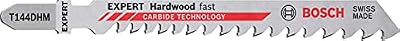 Bosch Professional 3x Hojas de sierra de calar Expert Hardwood Fast T 144 DHM (Accesorios Sierra de calar), Plata, Madera dura - Corte recto, Longitud 100 mm