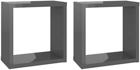 vidaXL 6x Wall Cube Shelf Home Living Room Bedroom Furniture Set Shelving Ledges Storage Wall Hanging Floating Shelf Unit Cube Organiser Grey