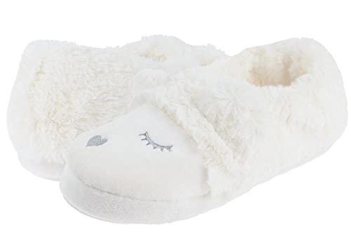 Capelli New York Ladies Bear Faux Fur and Soft Boa Moccasin Slipper with Embroidery, 3D Parts, and Faux Fur Lining, Ivory, XL (9/10)2