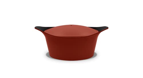 Cookut, L'incroyable cocotte rouge brique 4,5l avec poignée en céramique citrouille rouge et manique rouge - 24cm Cover