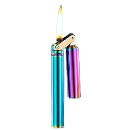 Image of Smoke King Lighter Retro Purple Stick Lighter, Refillable Brass Windproof Pocket Lighter with Open Flame, Classic Gift for Men (Fuel Not Included)