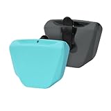 ohgo 2 Pack Silicone Dog Treat Pouches with Waist Clip, Portable Dog Training Bag Holder with Magnetic Closure Closing - Blue/Gray