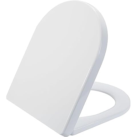 SADALAK Soft Close Quick Release Toilet Seat Elongated- Heavy Duty Adjustable Stainless Hinges, D/U Shape Toilet Seats Cover for Easy Cleaning & Simple Top Fixing - White Toilet Lid Cover