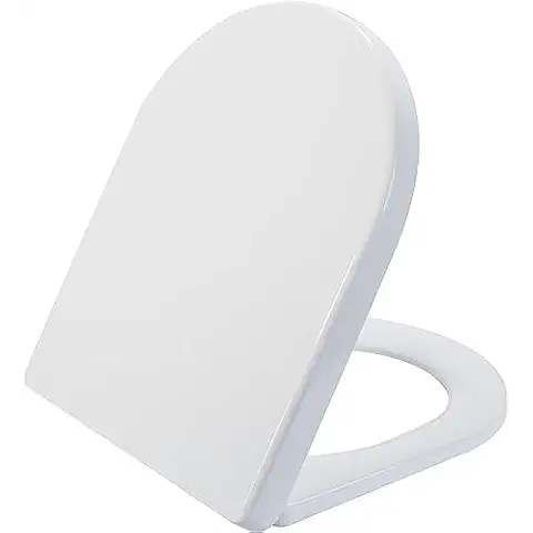 SADALAK Soft Close Quick Release Toilet Seat Elongated- Heavy Duty Adjustable Stainless Hinges, D/U Shape Toilet Seats Cover for Easy Cleaning & Simple Top Fixing - White Toilet Lid Cover