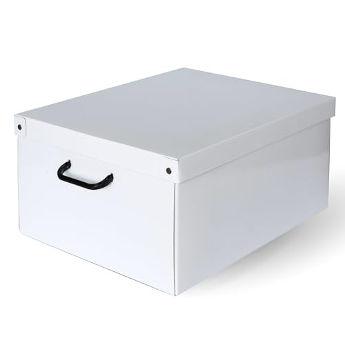 Lavatelli Scatola per armadio in cartone con coperchio, organizer per vestiti e biancheria, per cambio stagione o per confezione regalo, Grande, Bianca 40x50x25 cm