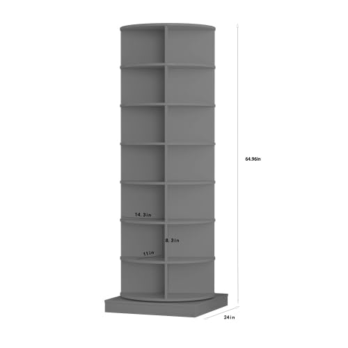 Image of HKLYRHIMO Rotating Storage Rack-American Design White-7-Tier Spinning Storage Rack,Free Standing 360 Revolving Shoe Organizer-for Bedroom,Livingroom,Hallway. (Gray,7-Tier with Base)