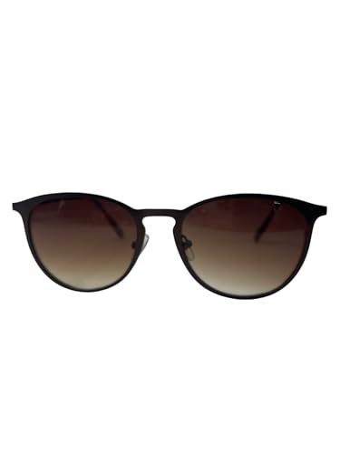 Foster Grant Sunglasses Nemi. Unisex Round Super flat metal with brown gradient lenses.