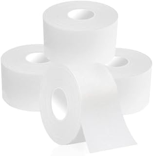 Dimora White Athletic Sports Tape(4-Rolls) -Very Strong Tape for Athlete & Sport Trainers & First Aid Injury Wrap, Perfect for Fingers Ankles Wrist on Bat, Hockey Stick
