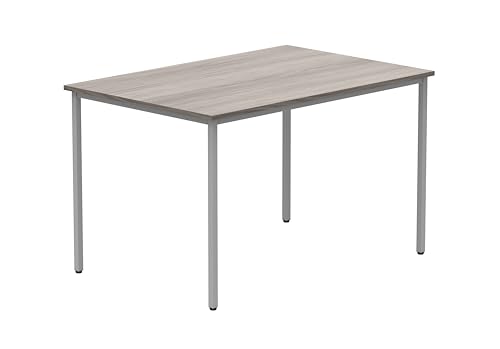 Office Hippo Essentials, Sturdy & Robust Computer, Stylish Home Office, Ideal Desk Table for Any Work Space, Height Adjustable Feet, 5 Year Guarantee, Alaskan Grey Oak, 120 x 80 cm