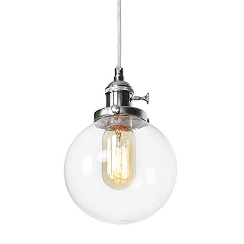 Lampes suspendues avec interrupteur en verre et métal chromé - 5