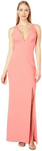 BCBGMAXAZRIA فستان سهرة نسائي بطول يصل إلى الأرض مع فتحة ، لون مرجاني ، 2