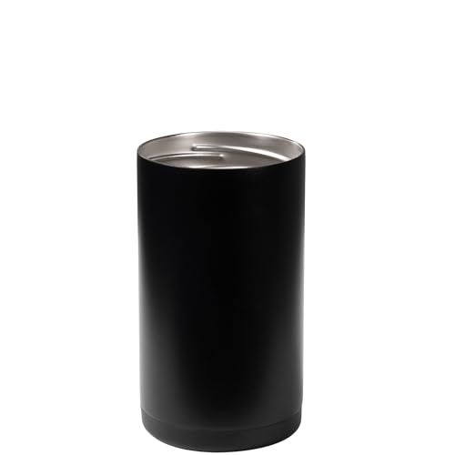 Image of HydroJug Standard Can Cooler - 2-in-1 Insulated Can Cooler Cup - Stainless Steel Can Holder with Non-Slip Rubber Base - Screw-Top Lid - Dishwasher Safe - 16oz, Black