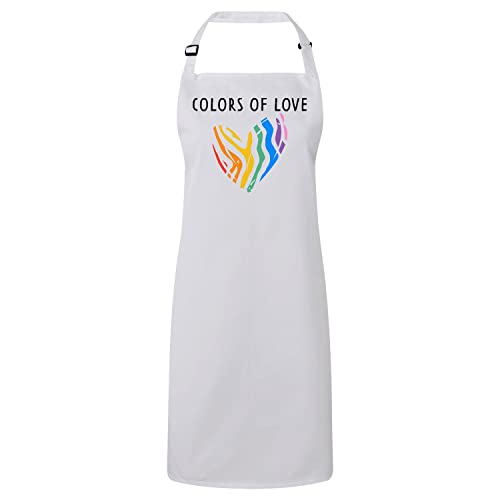 Tablier cuisine blanc Colors of Love, le cadeau parfait pour la communauté LGBT