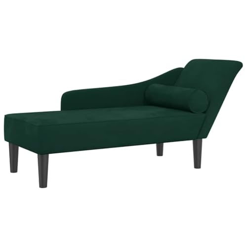 Chaise longue avec coussins vert foncé velours