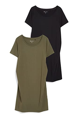 C&A Robe pour femme col rond sous le genou Body Fit Robes de maternité, Noir , XL