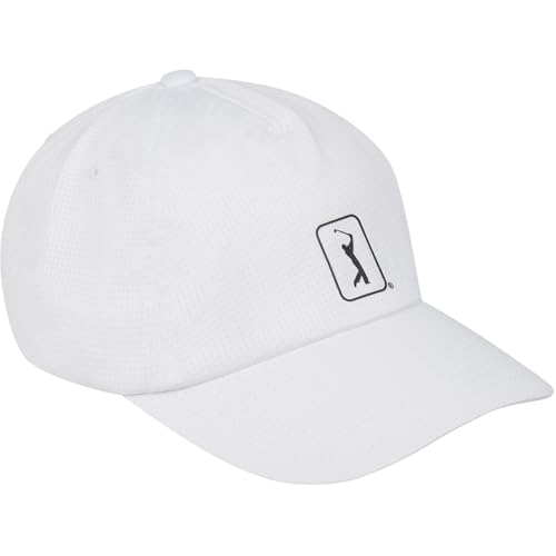 PGA Tour Mens Standard Airflux Mesh Golf Cap Bright White One Size.