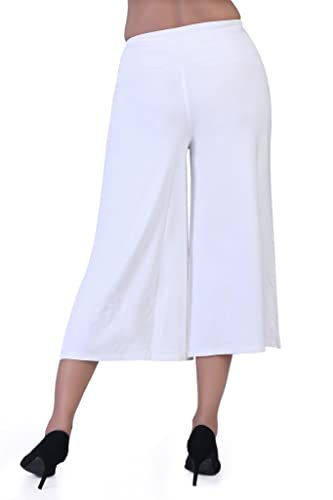 Image of Sports Women's Calf Length 3 /4 High Elastic Waistband Wide Leg Palazzo Casual Wide Leg Lounge Pants with Two Sides Pockets