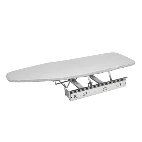 Image of Rev-A-Shelf Pull Out Adjustable Folding Retractable Ironing Board w /Ball-Bearing Slide for Bathroom /Closet Vanity Cabinet Drawer, Gray, VIB-20CR