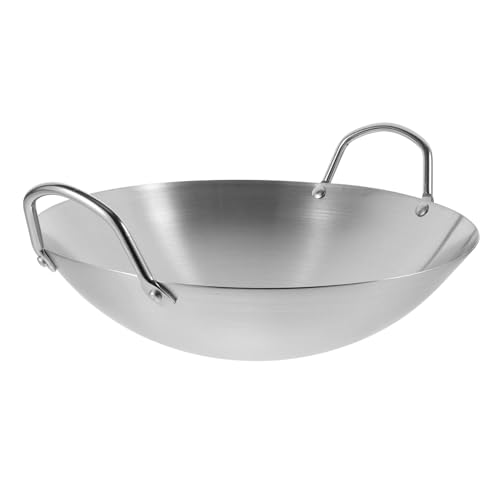 Wok de acero inoxidable con asas dobles para cocina miniatura 1