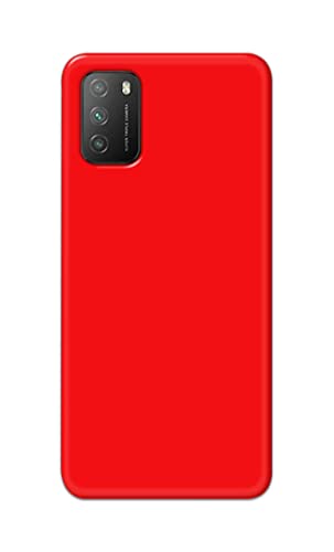 Image of Printed Hard Back Cover Case for Mi Poco M3 Back Cover (Plain Red) -1803