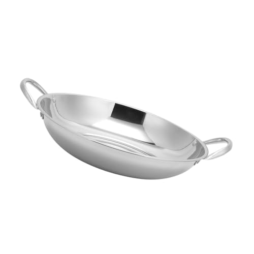 CIYODO Craftsmanship Stainless Steel Wok Cooking Pan for Noodles Camping Pots Seafood Pot 30cm Flat Bottom