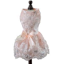 Vestido de encaje para perro princesa rosa talla S miniatura 6