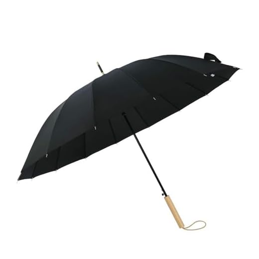 Gyios Umbrella 16 Bone Wooden Handle Straight Golf Small Fresh Long, black, A