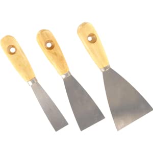 RIKAMA® Malerspachtel | 70mm, 50mm, 25mm oder im SET | Rostfrei | Spachtel mit Holzgriff | Edelstahl | Tapete | Palettenmesser | Kratzer | Schaber | Farbspachtel (3er Set)