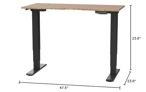 Image of FlexiSpot E6 Bamboo 3-Stage Dual Motor Electric Standing Desk 48 x 24 Sit Stand Up Desk, Holds 220 lbs, Adjustable Height w / Memory Presets, Solid Bamboo Curved Desktop & Black Frame, Ships in 2 Boxes