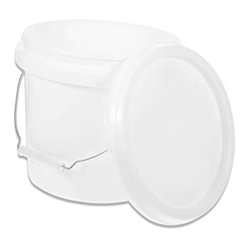 KONTONTY Bote De Pintura Mango De Cubos Blancos Cubos Industriales Contenedor De Pintura Recipientes De Pintura para Restos De Pintura Balde Cuadrado con Tapa Cubos De Pintura Blanca Abs
