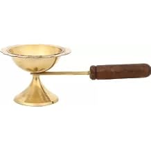 Pure Brass Home Purifying Incense Burner Lobandan, Brass Dhuna dhuni Brass, Wood Table Diya Length 6 inch | Height 2.25 inch