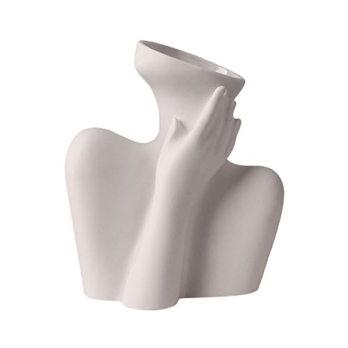 FytStycale Ceramic Vase for Flowers Ceramic Desktop Vase Equipment Flower Pot Art Gift Home Portable Planter Vase for Floral Arrangement, White Caress Neck