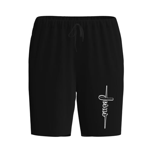 Jesus Christ Christian Religion Faith Cross Pajama Shorts for Men, Men's Pajama Bottoms, Sleepwear for Summer2