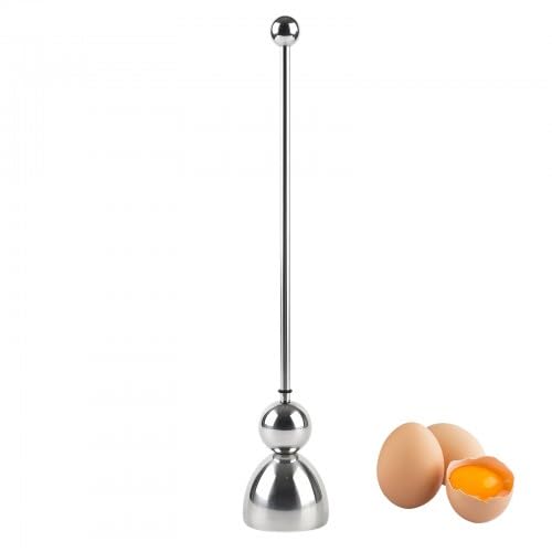 Premium Stainless Steel Egg Cracker Topper - Boiled Egg Cutter and Egg-Shell Remover Tool for Soft and Hard Boiled Eggs - Easy to Use Egg Opener with Extended Handle