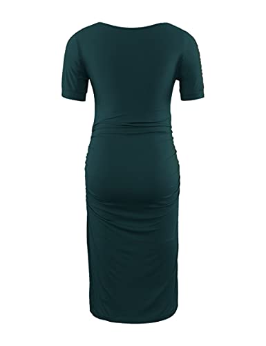 Peauty Maternity Dress Maternity Dresses for Baby Shower Spring Casual Plus Size Dresses (Dark Green XXL)