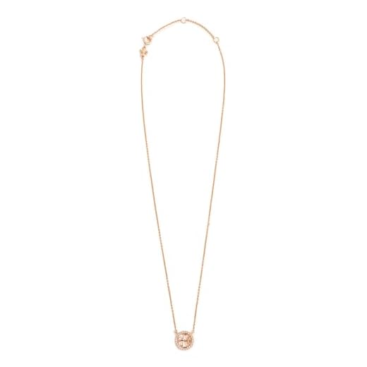 Tory Burch Crystal Logo Delicate Necklace Rose Gold/Crystal One Size