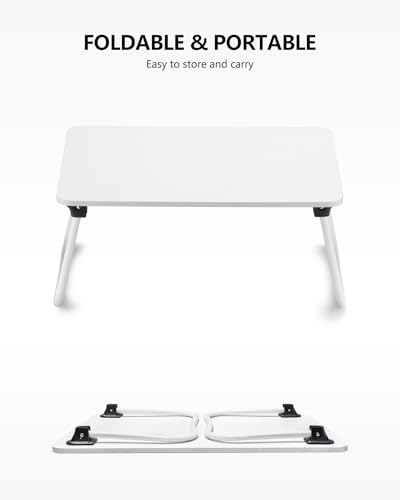 Image of ZEAPTAC Laptop Bed Desk, Foldable Lap Desk, Portable Laptop Stand, Lightweight & Mini Table for Breakfast /Picnic /Drawing /Couch /Floor - White