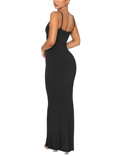 REORIA Women's Summer Lace Slip Lounge Long Dress Sexy Casual Elegant Backless Ribbed Bodycon Maxi Dresses3