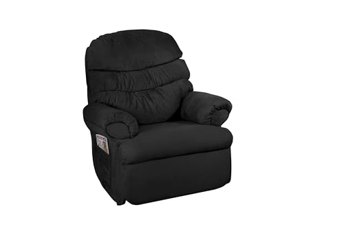 Poltrona Barão Reclinável Manual em Suede com Mecanismo em Aço Casa Imperial (PRETO)