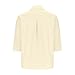3/4 Length Sleeves Tops for Women Trendy Solid Color Button Lapel Loose Comfy Versatile Shirts All Seasons Blouse Beige Medium
