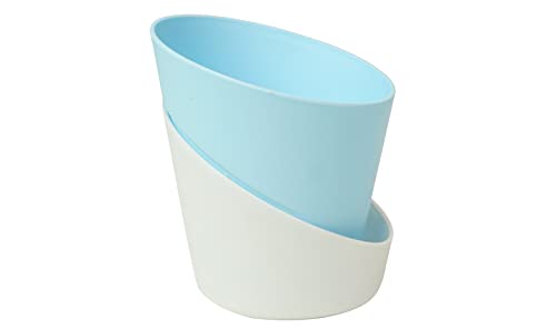 Image of Harshdeep Self Watering Planter Pot - Atlantis - Indoor Outdoor Home Livingroom Office Tabletop Decoration Plastic 4 Inch Set of 5 (Pastel Blue)