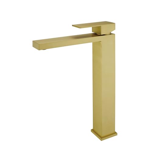 Mitigeur de lavabo de salle de bains or brossé, robinet moderne monotrou pour une routine zen