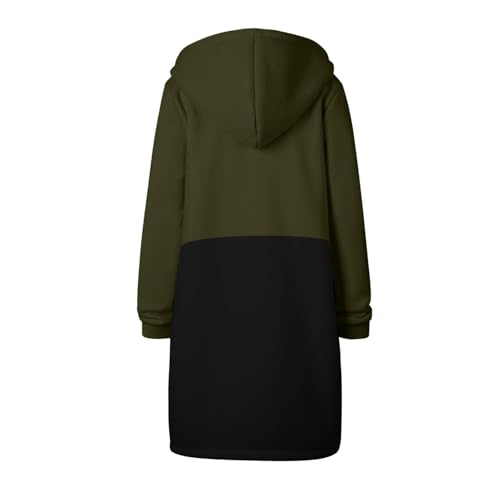 GOFULY Hooded For Women Full Zip Knee Length Tunic Sweatshirt Dresses Fleece Fall Jackets Long Sleeve Solid Clothes Pockets2