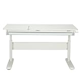 FCD Kids Desk, Wooden Adjustable Height Ergonomic Study Desk with Tiltable Desktop, Pull Out Storage Drawer for Kids 4-13 (Bookshelf Not Included)
