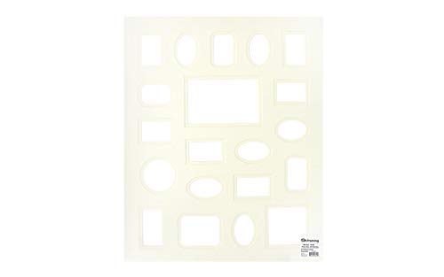 PA Framing, Double Specialty Mat, 20 Openings, 16 x 20 Inches Frame - Cream Core/Antique White Upper and Inner Mat