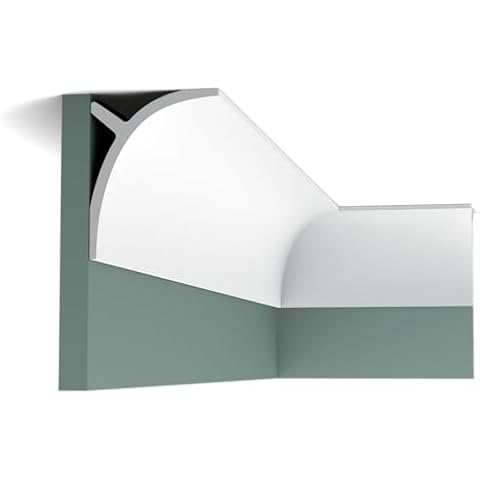 Orac Decor 7in Face x 78in Long C991 Crown Moulding, Full Length - 6 Pack, Primed White Cover
