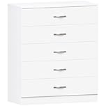 Vida Designs Riano 5 Drawer Chest of Drawers, Metal Handles and Runners, Anti-Bowing Drawer Support, Bedroom, Nursery Furniture, White